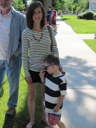 Going patriotic in my Breton-style top at a 4th of July parade